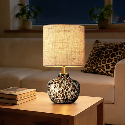 Lampe de chevet cylindre en bois et tissu