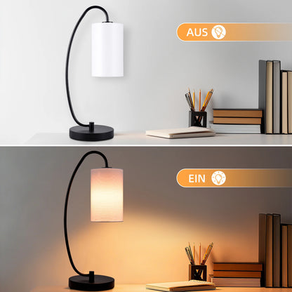 Lampe de chevet arquée — abat-jour cylindrique