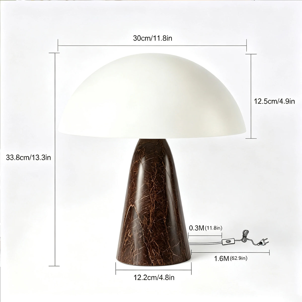 Lampe de chevet champignon — métal, 2 × E14