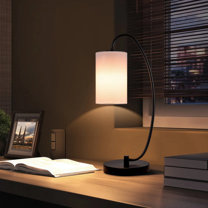 Lampe de chevet arquée — abat-jour cylindrique