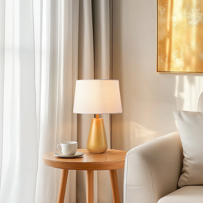 Lampe à poser en métal — abat-jour en lin blanc