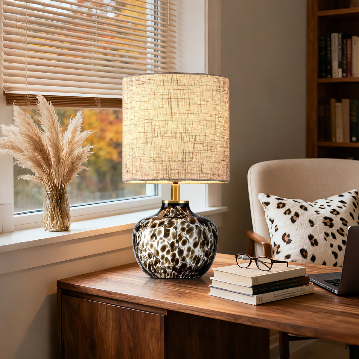 Lampe de chevet Cylindre — Bois et tissu