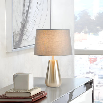 Lampe à poser en métal avec abat-jour en lin blanc